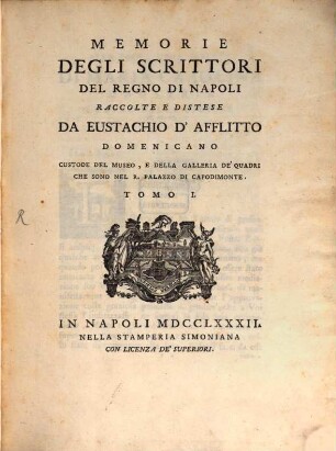 Memorie Degli Scrittori Del Regno Di Napoli. 1