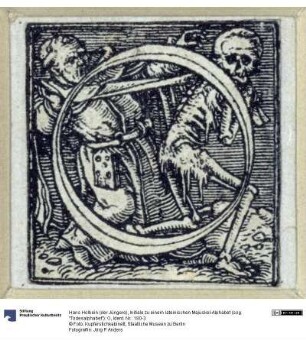 Initiale zu einem lateinischen Majuskel-Alphabet (sog. "Todesalphabet"): O