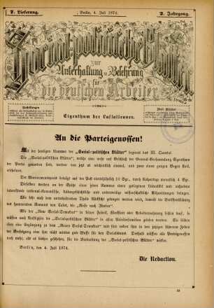 7. Lieferung. Berlin, 4. Juli 1874. 2. Jahrgang.