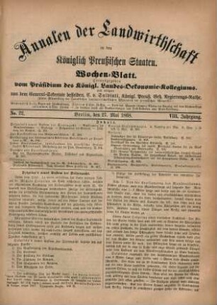 No. 22. Berlin, den 27. Mai 1868. VIII. Jahrgang.