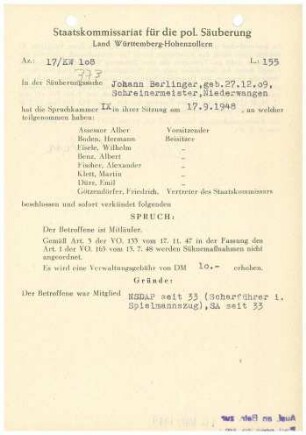 Berlinger, Johann