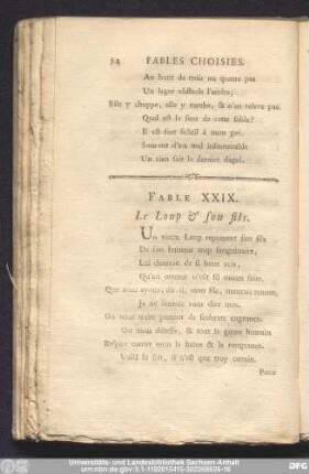 Fable XXIX. Le Loup & son fils.