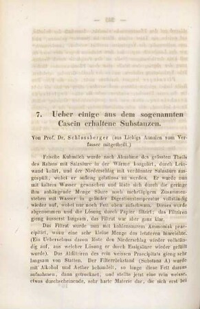 Ueber einige aus dem sogenannten Casein erhaltene Substanzen