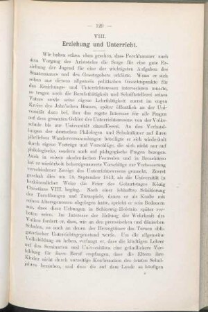 VIII. Erziehung und Unterricht.