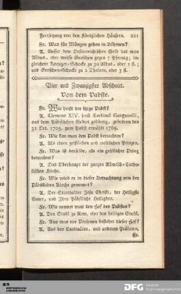 Vier und Zwanzigster Abschnitt. Von dem Pabste.