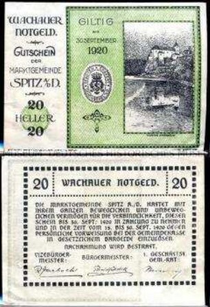 Spitz, Schönbühel, Wachau,Niederösterreich 20 Heller