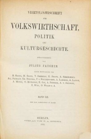 Vierteljahrschrift für Volkswirtschaft, Politik und Kulturgeschichte. 13,4 = Bd. 52. 1876