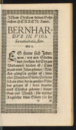 Bernhardus In Vigilia nativitatis ...