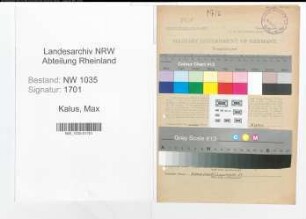 Entnazifizierung Max Kalus , geb. 11.10.1894 (Steiger)