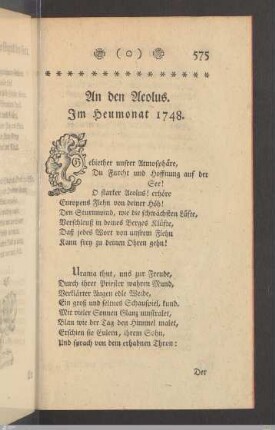 25. An den Aeolus.