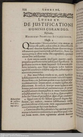 Locus XV. De Justificatione Hominis Coram Deo