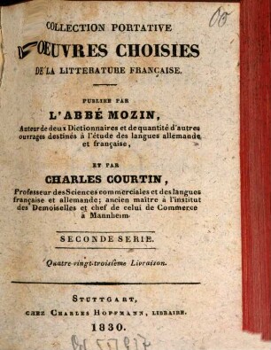 Mémoires de M. de Bourrienne sur Napoléon, le directoire, le consulat, l'empire et la restauration, 10. 1830. - 398 S.