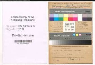 Entnazifizierung Hermann Davidts , geb. 02.04.1890 (Hochschullehrer)
