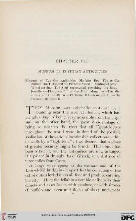 Chapter VIII: Museum of egyptian antiquities