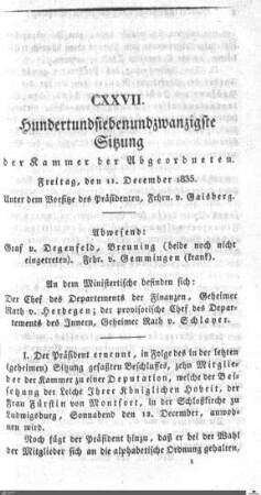 127. Sitzung, Stuttgart, 11.12.1835