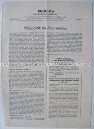 Informationsblatt des "Fränkischen Kreises" u.a. zur atomaren Bedrohung
