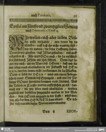 Epistel am Fünff und zwantzigsten Sontag nach Trinitatis
