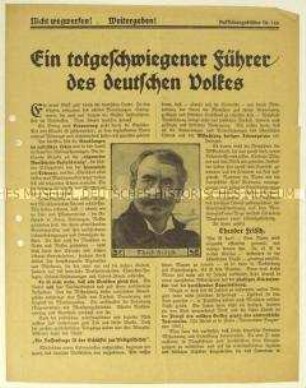 Flugschrift der Deutschen Erneuerungs-Gemeinde über den Publizisten und Politiker Theodor Fritsch