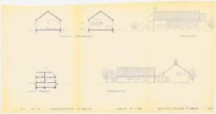 Gemeindezentrum St. Martini, Minden: Gemeindehaus 2 Schnitte, Ansicht 1:200, Pfarrhaus Schnitt, Ansicht 1:200