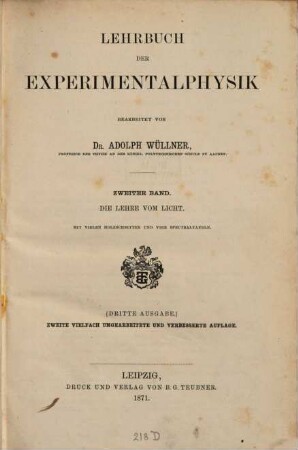 Lehrbuch der Experimentalphysik : mit theilweiser Benutzung von Jamin's Cours de physique de l'école polytechnique. 2