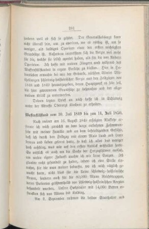 Waffenstillstand vom 10. Juli 1849 bis zum 14. Juli 1850.