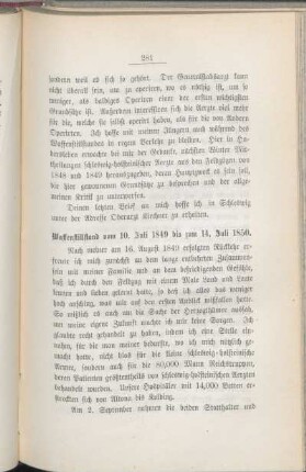 Waffenstillstand vom 10. Juli 1849 bis zum 14. Juli 1850.