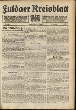 Ausgabe vom Freitag, den 18. Juni 1915.