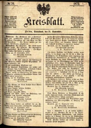 Ausgabe vom Samstag, den 21. September 1872.