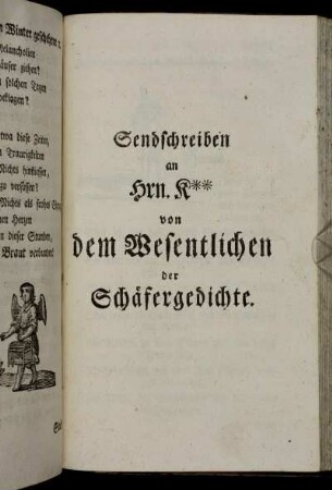 Sendschreiben an Hrn. K** dem Wesentlichen der Schäfergedichte.
