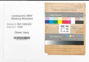 Entnazifizierung Hans Oheim, geb. 03.05.1907 (Schlosser)