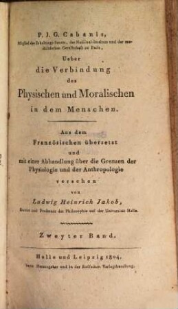 Ueber die Verbindung des Physischen und Moralischen in dem Menschen, 2