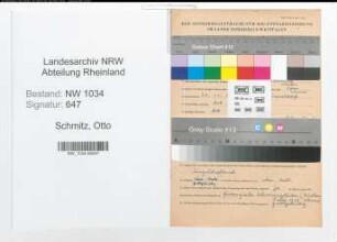Entnazifizierung Otto Schmitz , geb. 30.11.1888 (Major)