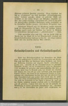 XXXI. Gesundheitswesen und Gesundheitspolizei