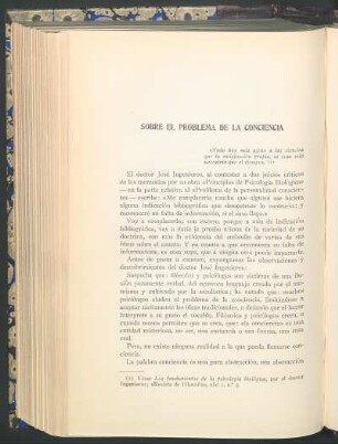 Sobre el problema de la conciencia
