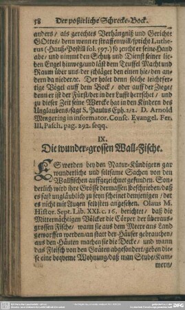 IX. Die wunder-grossen Wall-Fische
