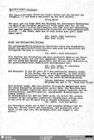 Droht ein ökologischer Kollaps