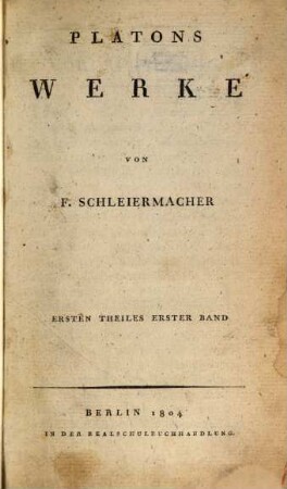 Platons Werke, Th. 1, Bd. 1. Phädros, Lysis, Protagoras, Laches