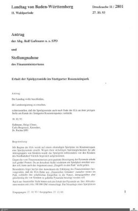 Drucksachen 2801-2900: Anträge, Anfragen, Gesetzentwürfe