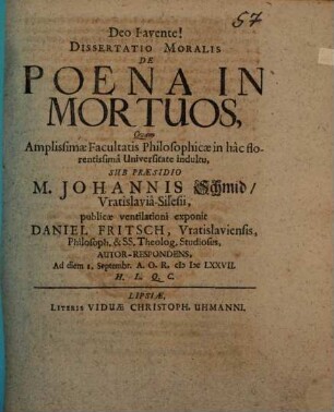 Diss. mor. de poena in mortuos