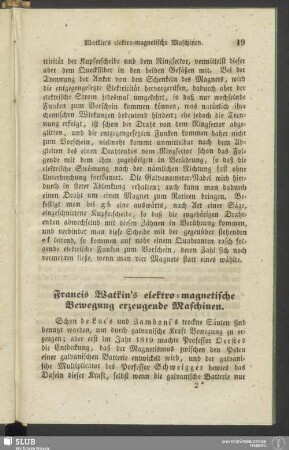Francis Watkin's elektro-magnetische Bewegung erzeugende Maschinen