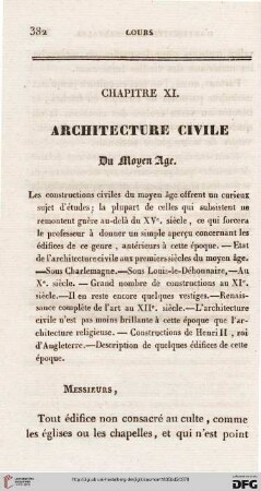 Chapitre XI: Architecture civile du Moyen Âge