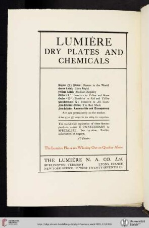 The Lumière N. A. Co. Ltd. [Dry Plates and Chemicals]