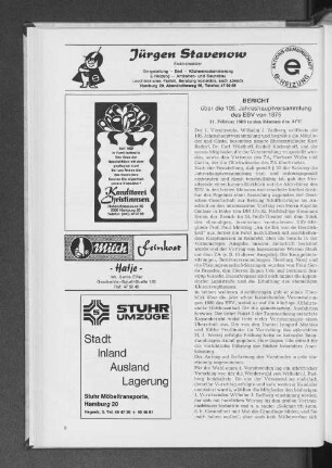 Bericht über die 105. Jahreshauptversammlung des EBV von 1875