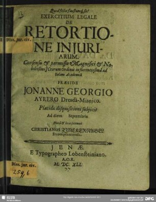 Exercitium Legale De Retorsione Iniuriarum
