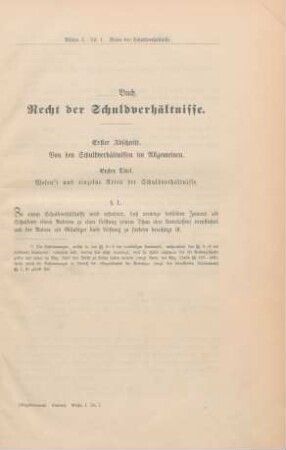 Erster Abschnitt. Von den Schuldverhältnissen im Allgemeinen