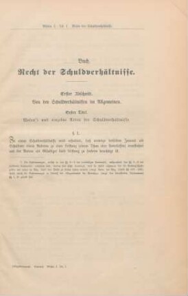 Erster Abschnitt. Von den Schuldverhältnissen im Allgemeinen