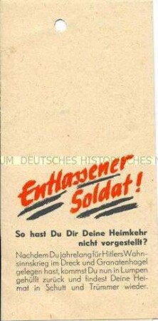 Propagandaschrift der SPD zur Mitgliederwerbung unter den Kriegs-Heimkehrern