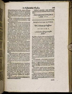 Disputatio Ultima. De Actione & Passione