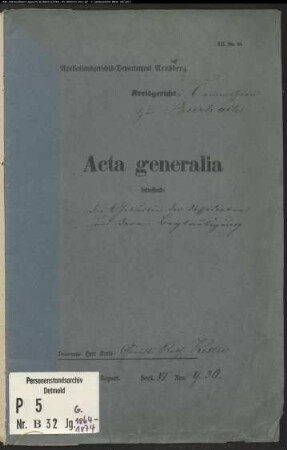 Belegakte zu den Zivilstandsregistern der Dissidenten mit den Orten Altenseelbach, Lützeln und Zeppenfeld (G 1864-1874)