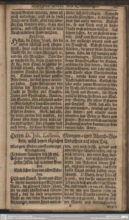 Herrn D. Joh. Lassenii, Morgen- und Abend-Gebete, nebst den täglichen Adachten auf jeden Tag
